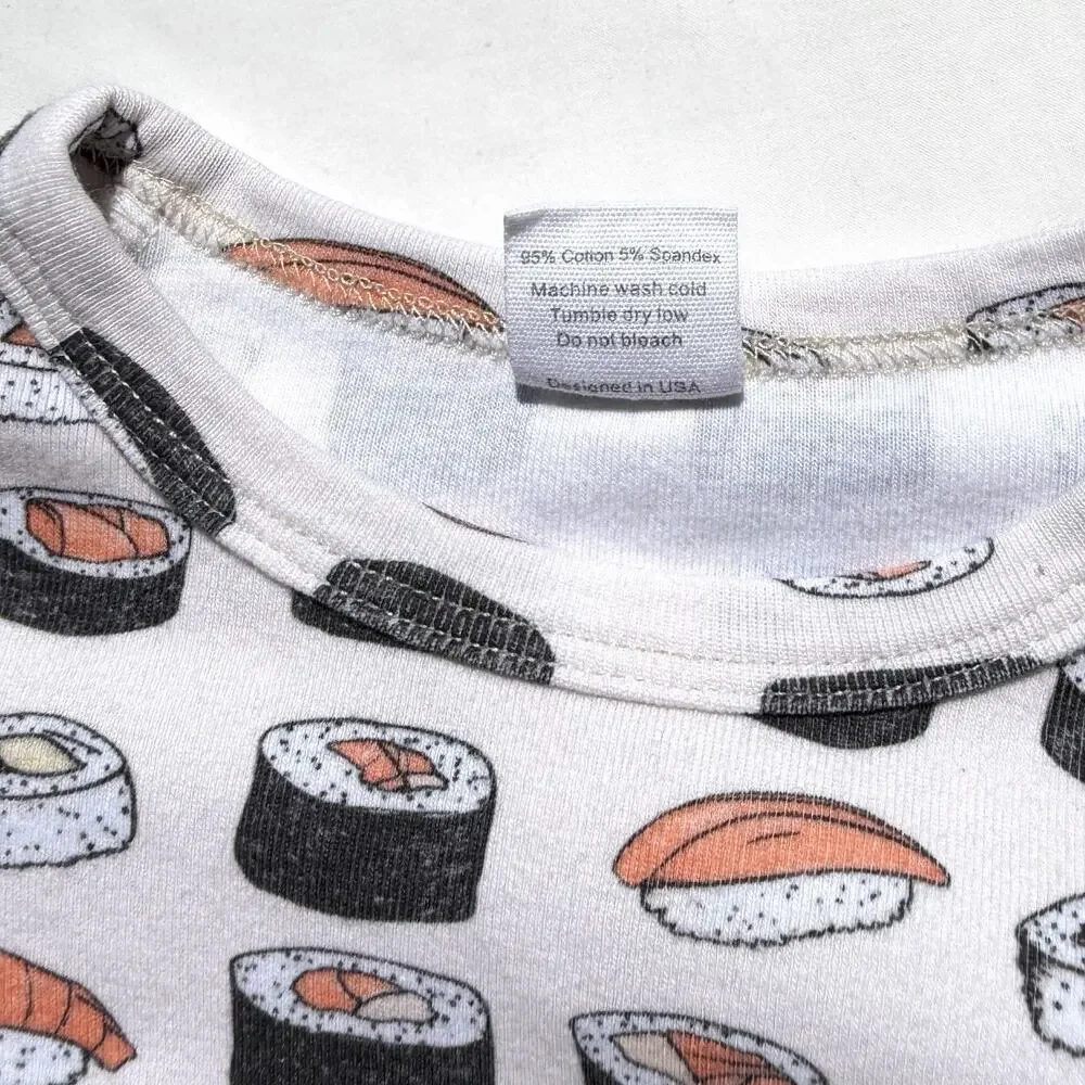 Little One Shop Unisex Kids 6-7 Sushi Print Pajama Set Girls Boys